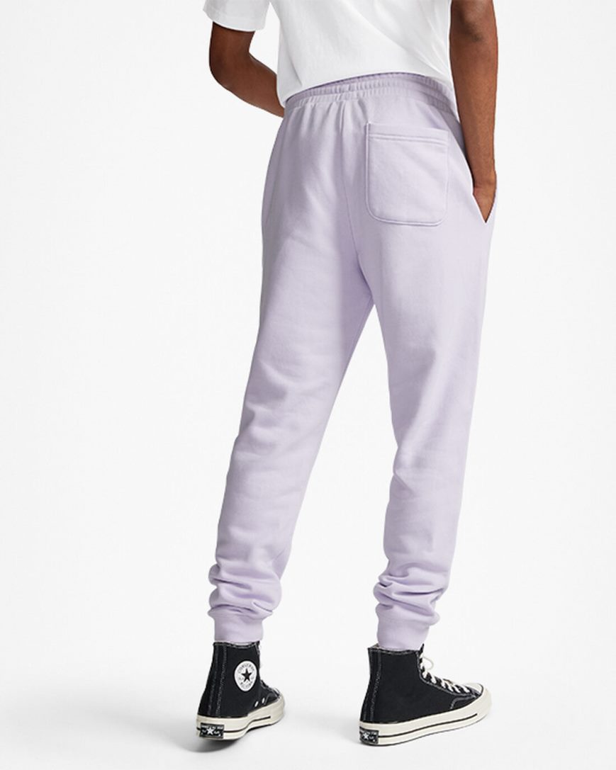 Men's Converse Go-To Embroidered Star Chevron Standard Fit Fleece Sweatpants Purple | AU E49C5V